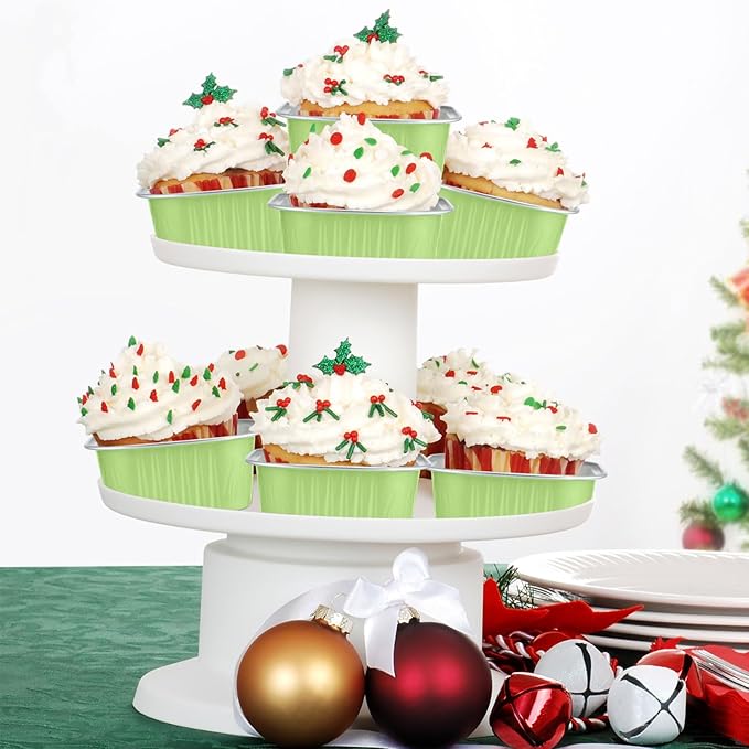 Aoriher 150 Pieces 10 oz Mini Cake Pans with Lids Aluminum Foil Baking Cups Square Disposable 4 x 4 Large Cupcake Cups Baking Tins for Kitchen Brownie Pudding Desserts Holders(Light Green)