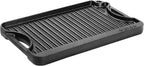 VEVOR Reversible Grill/Griddle, 14x8.5 inch Pre-Seasoned Cast Iron Griddle, Portable Rectangular Pan with Handle, Family Cookware for Indoor/Outdoor Stove Top Burner, Gas, Camping BBQ, Black
