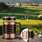 QUQIYSO French Press Coffee Maker 51oz 304 Stainless Steel French Press with 4 Filter, Heat Resistant Durable, Easy to Clean, Borosilicate Glass Coffee Press, Copper