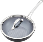 Anolon X Hybrid Nonstick Induction Stir Fry Wok Pan Cookware with Lid, Dishwasher Safe, Compatible with All Stovetops, 10 Inch - Charcoal Gray