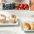 Gomakren 3 Tier Serving Trays Stand Porcelain Serving Platters 12 Inch White Serving Plates Dinner Platters for Appetizer Snack Fruit Cup Cake Server Tray Display Serving Dishes for Entertaining