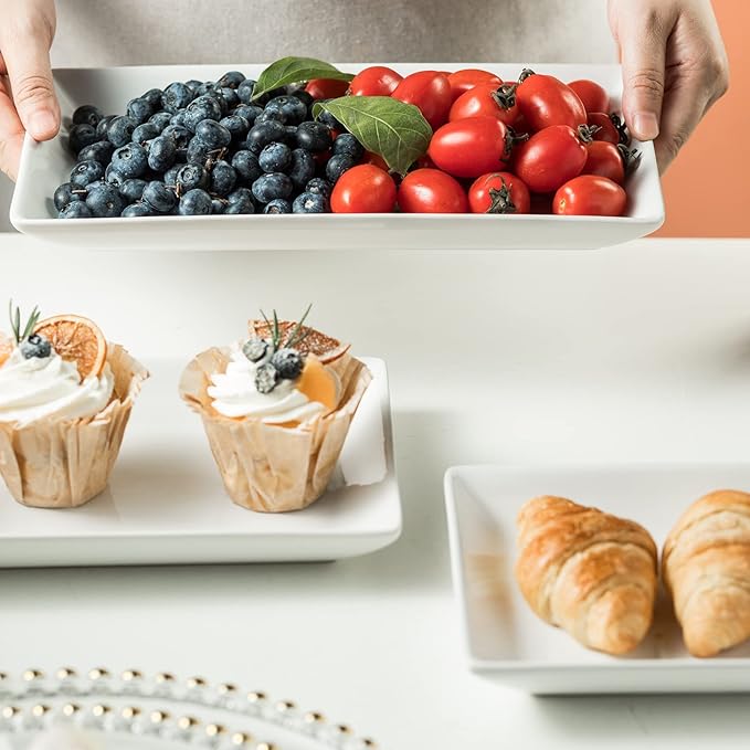 Gomakren 3 Tier Serving Trays Stand Porcelain Serving Platters 12 Inch White Serving Plates Dinner Platters for Appetizer Snack Fruit Cup Cake Server Tray Display Serving Dishes for Entertaining