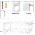 VASMIA Wine Rack, 2-Tier Bamboo Wine Racks Countertop Cabinet Wine Holder Wine Storage Shelf for Pantry Kitchen Bar, White