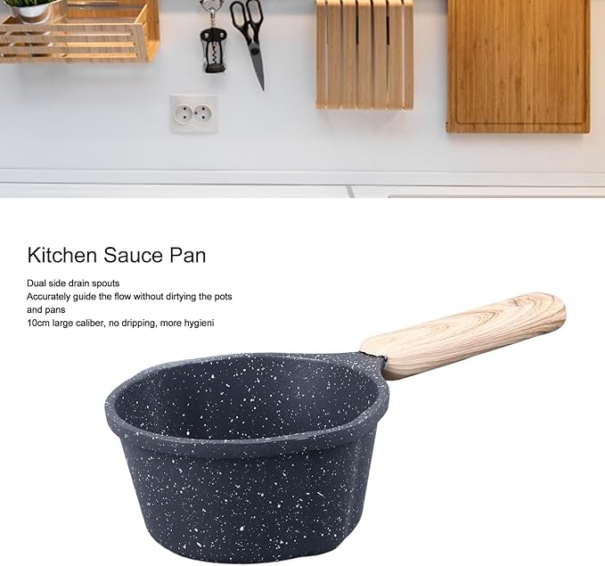 Mini Non Stick Sauce Pan,1.2 L Milk & Butter Warmer, Deep Pour Spout Pot for Heating Oil, Soup, Gravy & Baby Food Dishwasher Safe Cookware for All Stoves Black