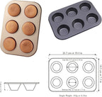 Muffin Tins 6-Cups Nonstick Carbon Steel Standard Cupcake Pans, Set of 2