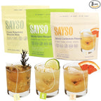 SAYSO Skinny Spicy Margarita, Honey Rosemary Moscow Mule & Skinny Cardamom Paloma Cocktail Tea Bags - Instant Cocktail or Mocktail Mixers - No Hot Water - Home Bar - Organic Ingredients, 3-Pack