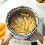 Pasta Strainer Set of 2, Stainless Steel Noodle strainer with Removable Handle Metal Pasta Strainer Basket Deep Fryer Basket, Kitchen Colander for Washing Draining Deep-frying Boiling Steaming