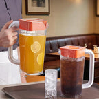 CURTA 2 Pack 2 Liters/68 oz Plastic Square Pitcher with Lid & Handle for Kitchen,ICED JUICE and Coffee Carafe Beverage Serveware, Acrylic Water Jug for Hot/Cold Drinks&lemonade