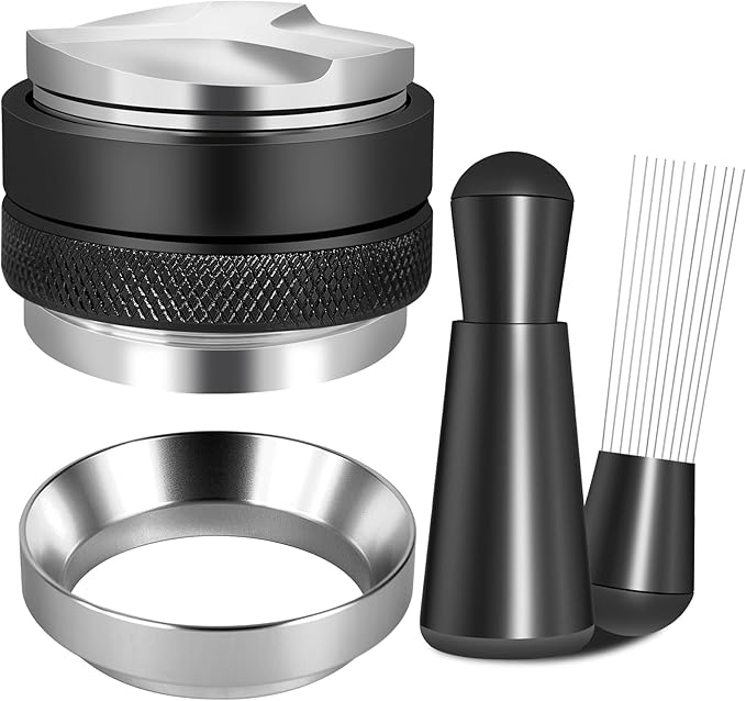 51mm Espresso Accessories Kit, Coffee Distributor and Tamper Leveler, WDT Tool and Dosing Funnel Set Fits 51 mm Espresso Machines and Portafilters