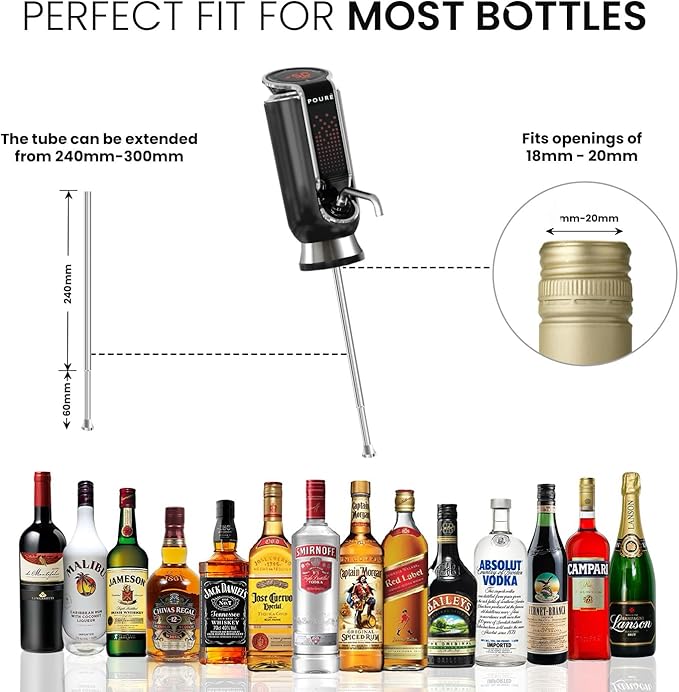 3-IN-1 Wine Aerator Dispenser & Vacuum Stopper - Adjustable Pouring, Preserving, Real-Time Temp, Output & Pressure Control - Touch Screen LED Wine Accessories - Fits 18–20mm Bottles — Silver