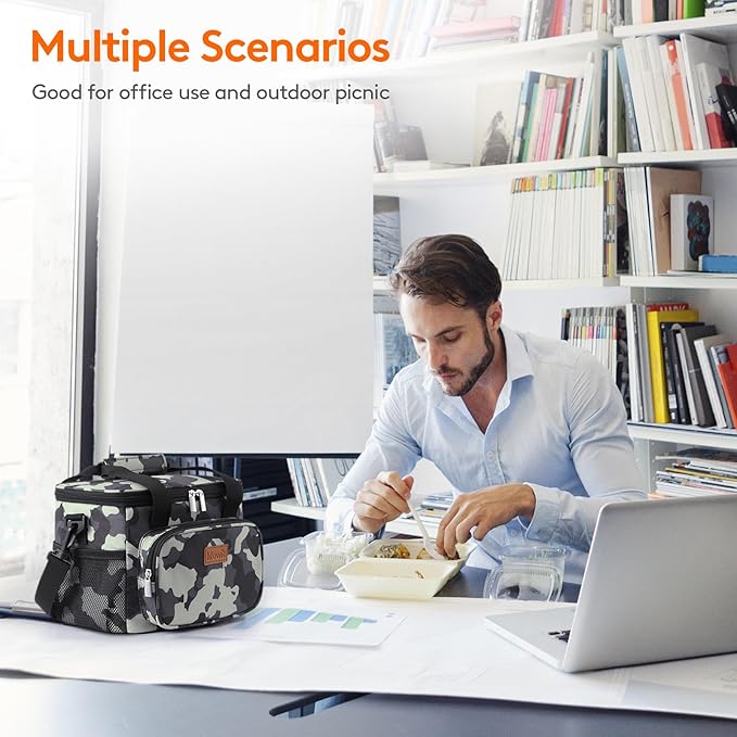 Lifewit Medium Lunch Bag Insulated Lunch Box Soft Cooler Cooling Tote for Adult Men Women, Camouflage 12-Can (9L)