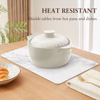 QIYI Placemats Set of 6, 12x18 Inch PU Leather Place Mats for Kitchen Dinning, Heat Resistant Anti Slip Table Mats, Waterproof Wipeable Washable Placemat Party Table Décor, White Marble