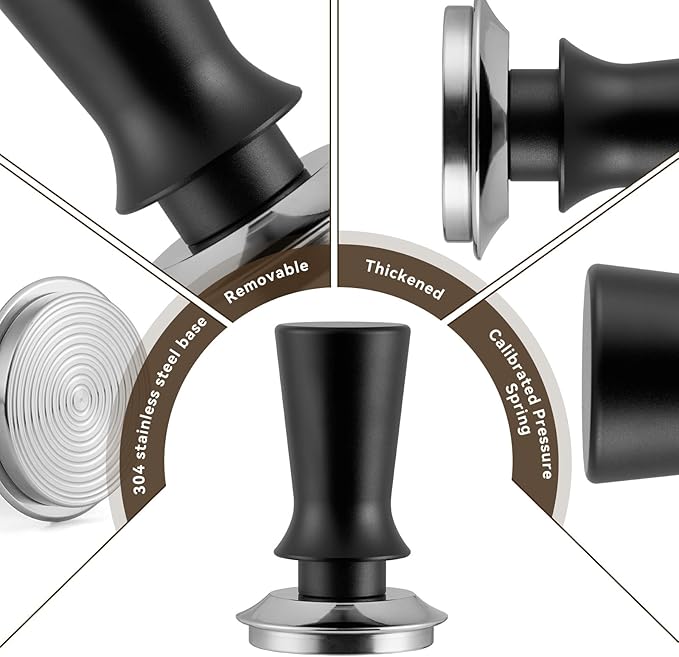 Espresso Tamper Set, Barista Tools Kit for 58mm Coffee Machine and Portafilters, Spring-Loaded 304 Stainless Steel Base 30lbs Coffee Calibrated Tamper Tools for Enjoying cafes Home Office hotels(58mm)