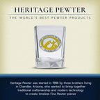 Heritage Pewter University of Iowa Square Collector's Glass | Hand-Sculpted 1.5 Ounce Glassware | Intricately Crafted Metal Pewter Alma Mater Inlay