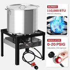 100QT Crawfish Boiler | Seafood Boiling Kit | Dustproof Cover & 16" Skimmer Included | 110,000BTU Propane Jet Burner | 0-20 PSI CSA Certified Regulator | Crab Boil Pot for Outdoor Backyard Cooking