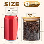 17oz Glass Food Storage Jars, Glass Jars with Bamboo Lids, Kitchen Storage Jars, Set of 12, Canisters with Airtight Lids for Spice, Coffee, Cookie, Pantry Organizers