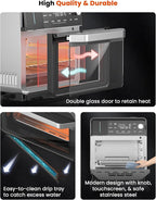 Nuwave Combi Steam Oven, Non-Toxic Stainless Steel Multi-Cooker with Air Fry, Steam, Sous Vide, Toast & More, 50-450°F Precision, 120 Presets, Moisture Control, Programmable, Easy to Clean