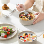 vancasso PLAYA Plates and Bowls Sets,12 Pieces Grey Dinnerware Sets for Kitchen,Reactive Glaze Dishes Set for 4,Dishwasher and Microwave Safe