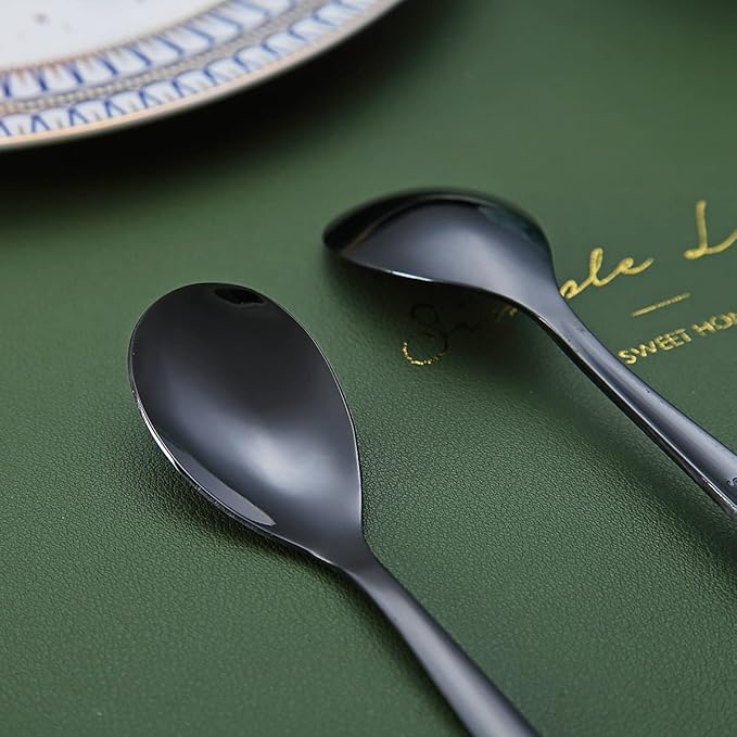 Black Demitasse Espresso Spoons, 5.5'' Mini Coffee Spoons, Set of 6, Stainless Steel, Dishwasher Safe