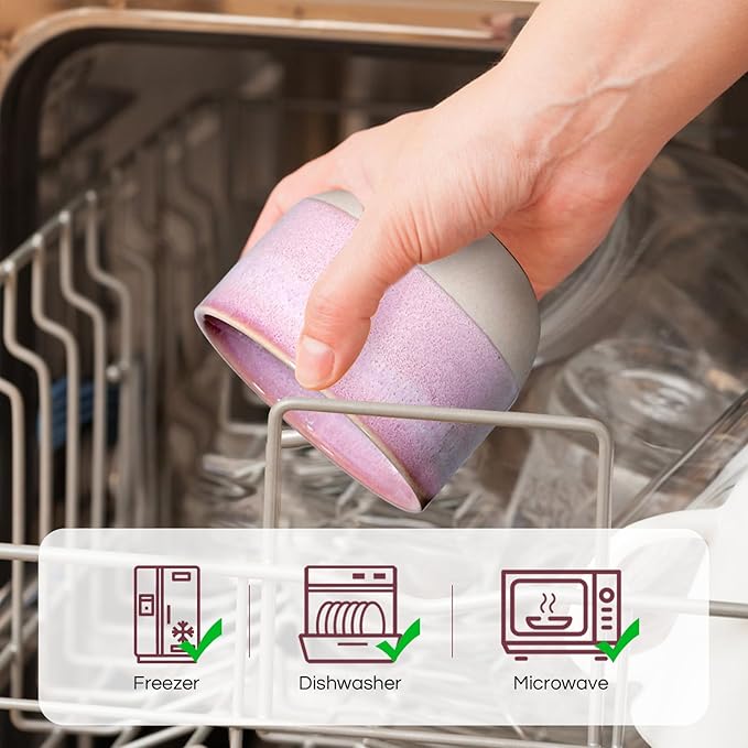 INGOFIN Ceramic Espresso Cup Set - Espresso Cup Set for Coffee and Tea, Espresso Shot Mug, Espresso Mug for Home, Kitchen and Restaurant, Microwave & Freezer Safe, Pack of 4, Pink