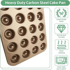 2 Pack Mini Bundt Cake Pan for Baking, 24-Cavity Mini Fluted Tube Cake Pans, Nonstick Carbon Steel Bundt Cake Mold for Baking