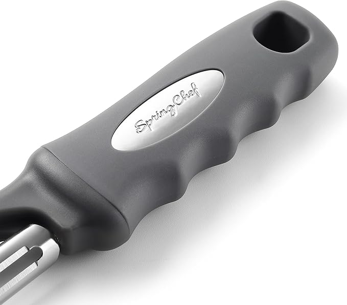 Spring Chef Premium Swivel Vegetable Peeler, Comfortable Handle and Ultra Sharp Stainless Steel Blades - Perfect Kitchen Peeler For Veggie, Fruit, Potato, Carrot, Apple - Gray