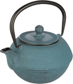 IBILI 40 Oz Azul Cast Iron Teapot | Made in Spain | Floral Design, Stainless Steel Infuser, Enameled Interior, Stovetop & Induction Compatible, Japanese Kettle for Loose Leaf Tea, Tetsubin Design Blue