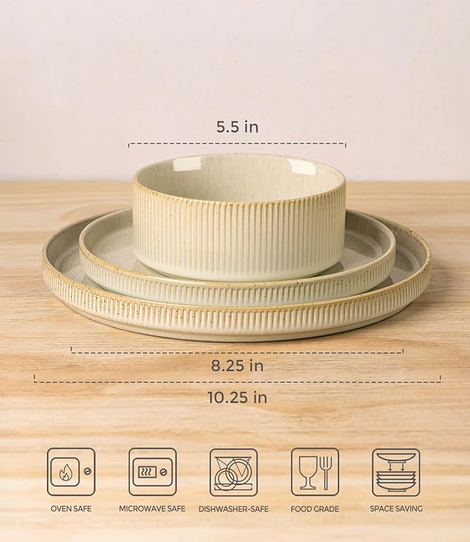 TheTerra Ceramic Dinnerware Sets for 6, 18 Pieces Porcelain Lightweight Speckled Plates and Bowls Sets, Scratch Resistant Dish Set, Oven & Microwave & Dishwasher Safe