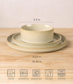 TheTerra Ceramic Dinnerware Sets for 6, 18 Pieces Porcelain Lightweight Speckled Plates and Bowls Sets, Scratch Resistant Dish Set, Oven & Microwave & Dishwasher Safe, Cappuccino