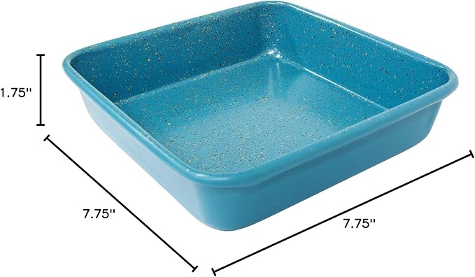 casaWare 7-Inch Toaster Oven Ultimate Series Commercial Weight Ceramic Non-Stick Coating Square Pan (Blue Granite)