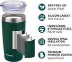 SUNWILL Travel Coffee Tumbler 20 oz, Insulated Mug with Lid, Stainless Steel Cup for Outdoor, Powder Coated Dark Green