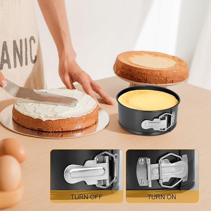 4pcs 6 inch springform pan，spring form pan for cheesecake with a detachable bottom，cake molds suitable for baking kitchens（black）