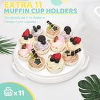 Ohuhu Cake Container, Cake Carrier with Lid and Handle BPA-Free Cake Holder for 10 inch Cake with 2 Handles Cupcake Carrier - Plastic Cover Two Sided Base for Transport Pies Nuts Fruit