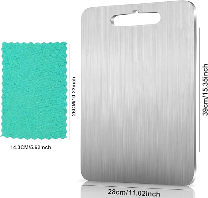Standerd Size Titanium Cutting Boards for Kitchen - Cutting Edge Hygiene & Durability, 1 Pack Double-Sided, Food Grade for Meat, Fruits & Vegetables – Dishwasher Safe, Easy to Clean (15.4 x 11 in)