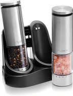 Electric Salt and Pepper Grinder Set Rechargeable, Automatic Salt and Pepper Grinder Set with Oversized Top Button, Stainless Steel Electric Salt and Pepper Shakers Set