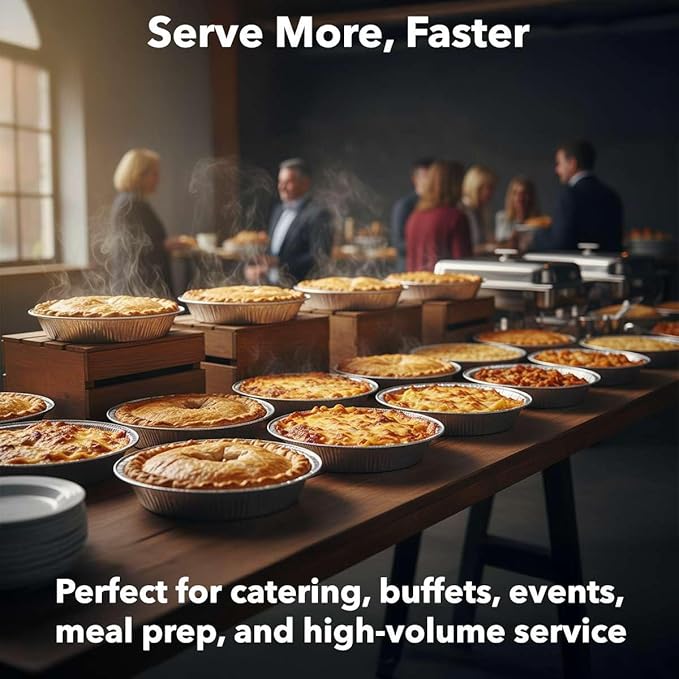 125-Pack 11 3/4" Foil Pie Pans - Extra Deep 1 3/8" Disposable Aluminum Pie & Tart Pans with Full Curl Rim - For Commercial Baking, Batch Cooking, Freezer Storage & Retail Packaging