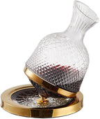 Red Wine Decanter, Spinning Wine Aerator, Thickened Crystal Glass Golden Base, 360 Rotation, Rapid Wine Aeration, 50oz/1500ml, Wine Lover