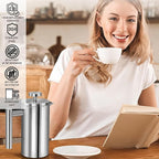 Small French Press Coffee Maker - Small 12oz/350ml Single Cup Metal French Press(1 Cup), Stainless Steel Double Wall Insulated Coffee & Tea Maker w/ 3 Extra Screens + 1 Spoon (Silver), Dishwasher Safe