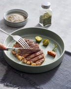 famiware Star 8.25" Pasta Bowls, Large Dinner Bowls Set of 4, Salad Bowl Plates, Shallow Bowls for Eating, Light Green