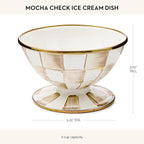 MACKENZIE-CHILDS Enamel Ice Cream Bowl, Serving Bowls for Entertaining, 2-Cup Capacity, Brown-and-White Mocha Check
