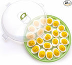 HANSGO Deviled Egg Containers with Lid, Deviled Egg Platter Carrier Holder Trays with 22 Slots for Holiday Party and Home Kitchen, Green