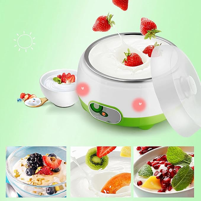 Yogurt Maker 15W Electric Compact Greek Yogurt Maker Machine with Stainless Steel Inner Pot 1L/33.81oz Capacity for Home Use to Making Yogurt,Cheese,Natto,Rice Wine