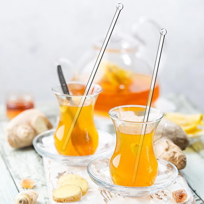 100 Pieces Disposable Plastic Round Top Clear Swizzle Sticks, Crystal Cake Stick, Cocktail Coffee Drink Stirrers 7.24 Inch (Transparent)