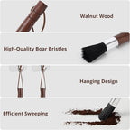 2-Pack Coffee Grinder Cleaning Brush with Natural Walnut Wood Handle and Black Boar Bristle, Coffee Bar Accessories Coffee Brush, Espresso Machine Cleaning Tool Barista Brush with Hanging Loop