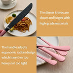 20-Piece Black Silverware Set 18/0 Stainless Steel Silverware Set Light pink Handle Cutlery Set Service for 4 Dinner Knives Forks Spoons Set Flatware Set Finish Dishwasher Safe
