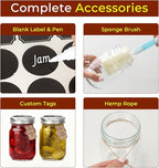 CycleMore 16oz Mason Jars, 15 Pack Embossed Glass Canning Jars with Lids and Bands, Overnight Oats Containers for Canning, Pickling, Food Storage, DIY Projects