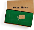 Solino Home Linen Tablecloth 52 x 52 Inch - 100% Pure Linen Garden Green Square Tablecloth - Classic Hemstitch, Machine Washable Table Throw
