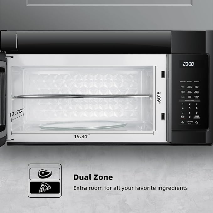 GASLAND Over the Stove Microwave 30 Inch, 1.9 Cu.ft. Over the Range Microwave with 11 Power Levels, One Touch Cooking, 400 CFM,1000W, LED, Turntable, Sensor Cook, Over Stove Microwave Oven, Black