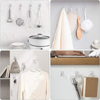 VIS'V Adhesive Towel Hooks, Waterproof Shower Wall Stick on Hooks, 2 Extra Adhesive Strips, Silver, 4 Pcs