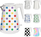 1.2L Double Wall Stainless Steel Interior Water Boiler, Cordless, 1000W Fast Boil with LED Light Coffee Pot & Tea Electric Kettle, Auto Shut-Off and Boil-Dry Protection (Colorful Star)